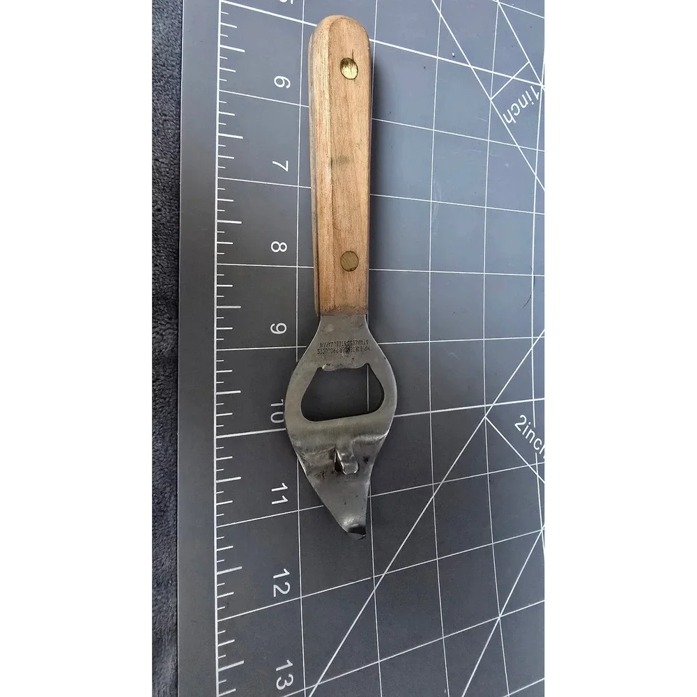 Vintage Mr Bartender Products Wood Handle Bottle Can Opener Stainless Japan